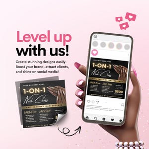 1 on 1 Nail Class Flyer, DIY Nail Artist Training Masterclass Course Template, Nail Tech Salon Beautician Extensions Editable Canva Template image 3
