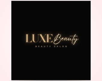 Logo de beauté de luxe or bricolage, création de logo préfabriqué pour petite entreprise, salon de beauté, marque, coiffeur, cils, maquillage, MUA, modifiable, toile, gabarit