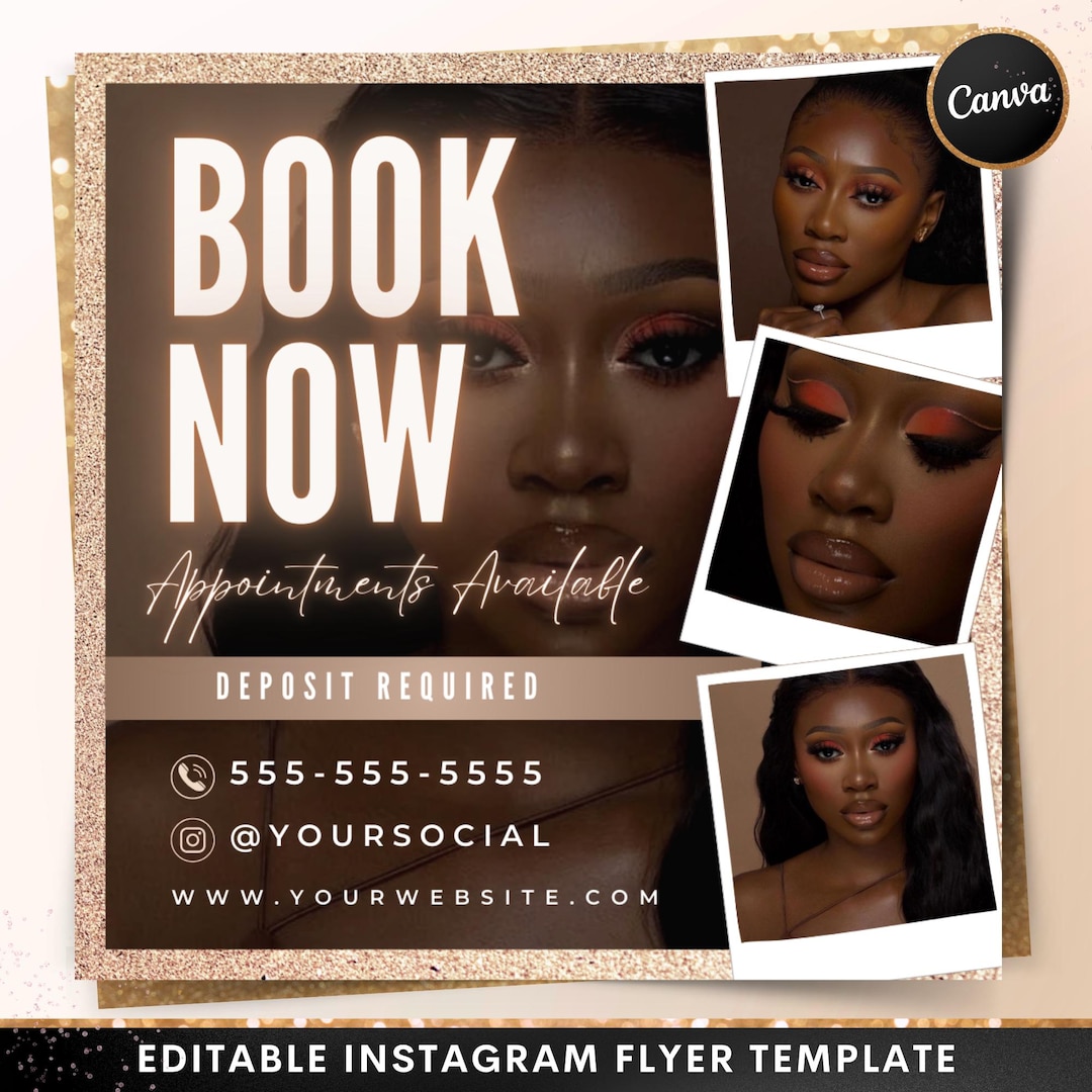 Editable Book Now Flyer, DIY Gold Appointments Available Template ...