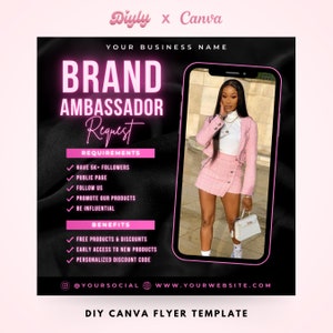 Brand Ambassador Flyer, DIY Editable Instagram Template, Social Media Influencer Brand Beauty Hair Makeup MUA Lash Nail Salon Boutique Flyer