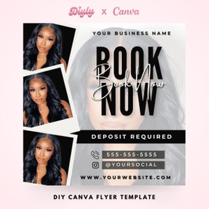 Editable Book Now Flyer, DIY Appointments Available Template, Premade Flyer Template, Hair, Lashes, Make up, Nails, Stylist, Canva Template