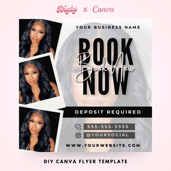 Editable Book Now Flyer, DIY Appointments Available Template, Premade Flyer Template, Hair, Lashes, Make up, Nails, Stylist, Canva Template