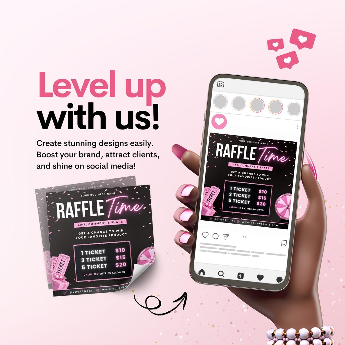 Hair Raffe Raffle Flyer Canva Template, Editable Lash Hair Nail Salon Giveaway ...