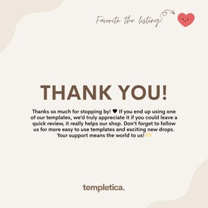 Puede incluir: Un mensaje de agradecimiento con un fondo marr&oacute;n y texto blanco. El texto dice "&iexcl;Gracias!" e incluye un mensaje agradeciendo a los clientes por su apoyo y anim&aacute;ndoles a dejar una rese&ntilde;a. El mensaje tambi&eacute;n incluye un emoji de coraz&oacute;n y un emoji de estrella.
