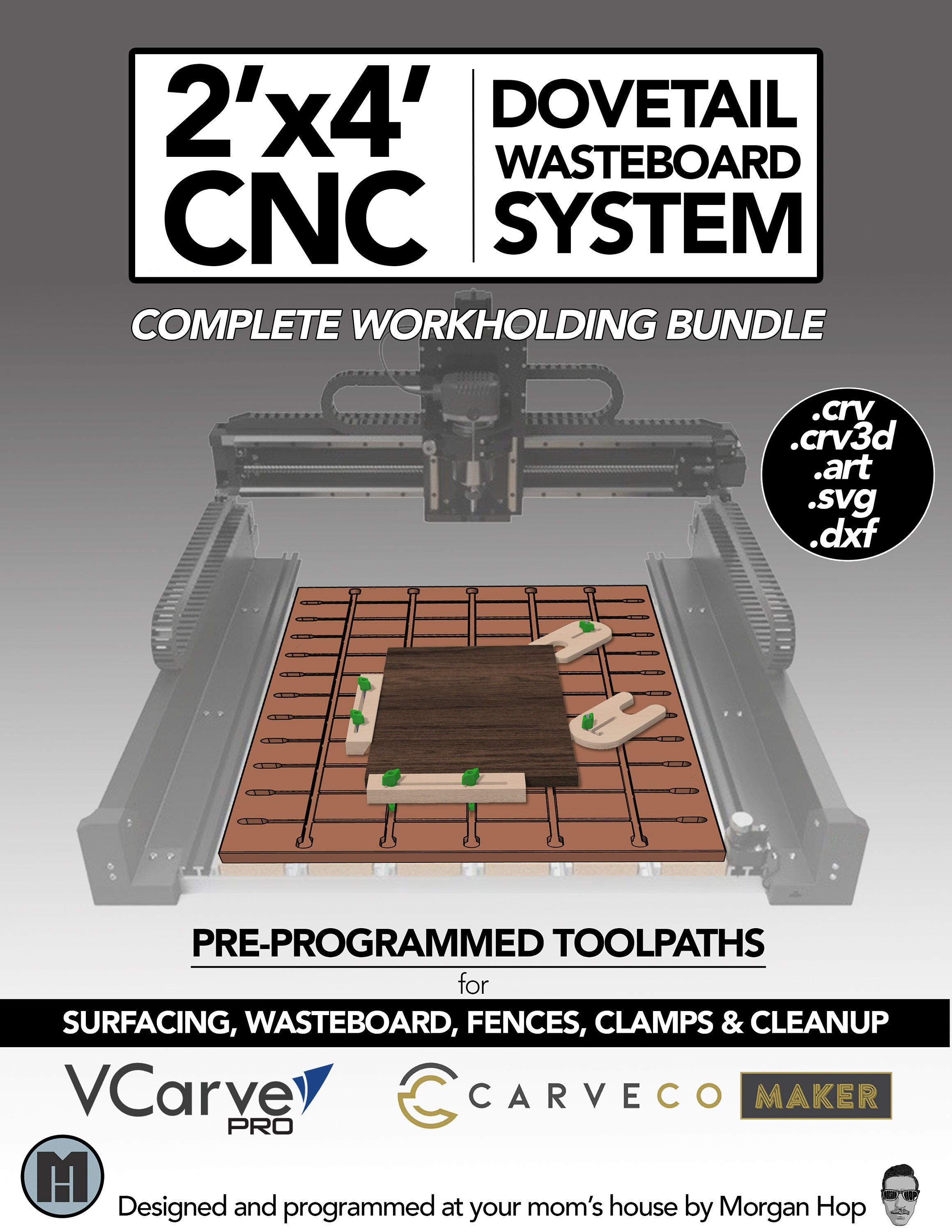 2x4 CNC Dovetail Wasteboard Files