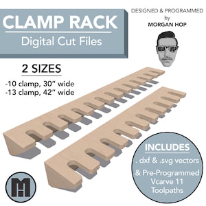 CNC Clamp Rack - Pre-Programmed Vcarve Files, .svg, .dxf, 2 sizes