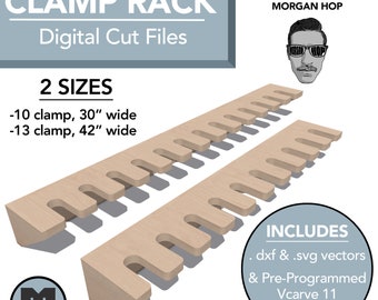 CNC Clamp Rack - Pre-Programmed Vcarve Files, .svg, .dxf, 2 sizes