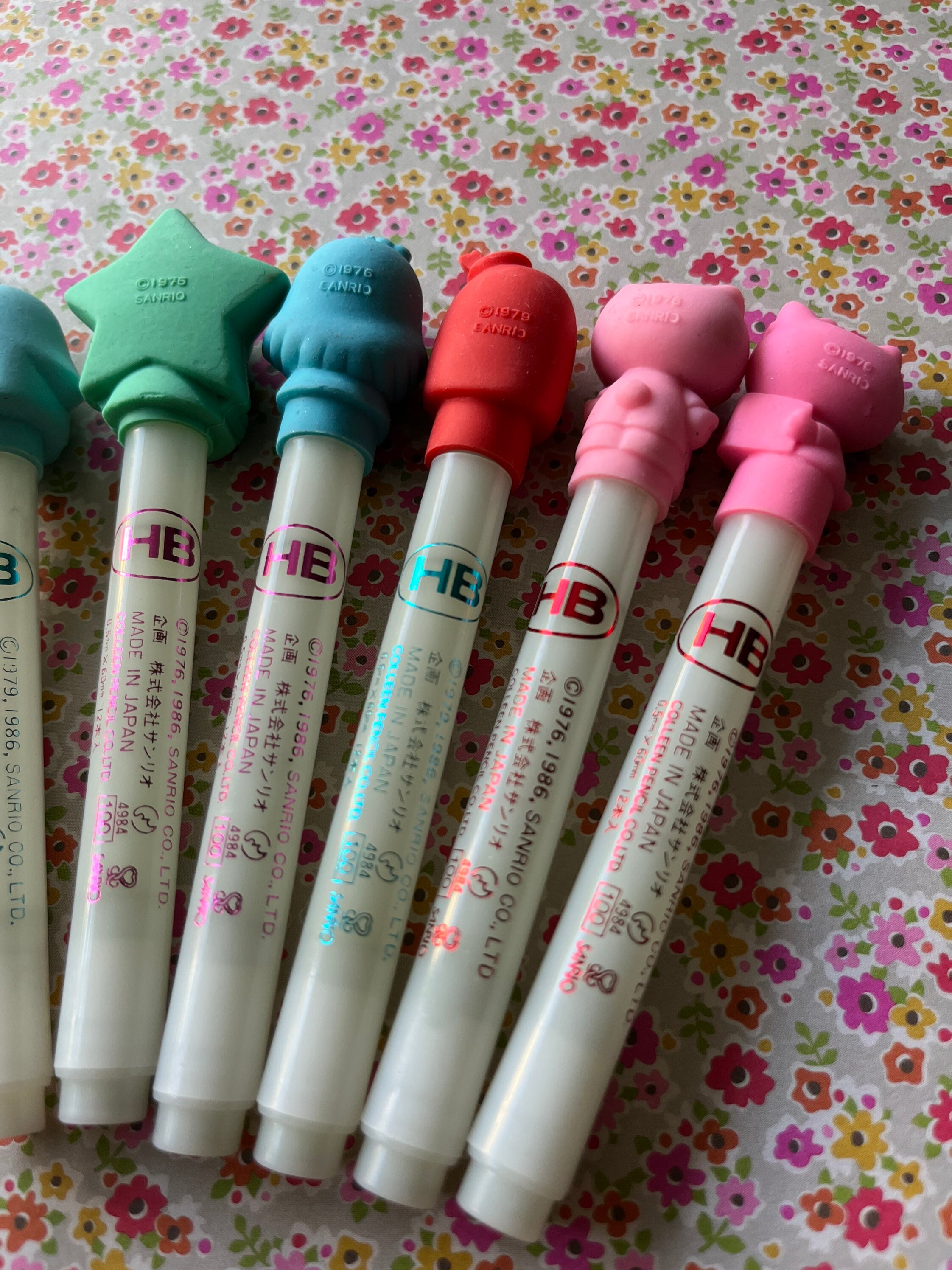 Sanrio Pencil Lead & Erasers 1986 Full Set/ Hello Kitty/ Little Twin