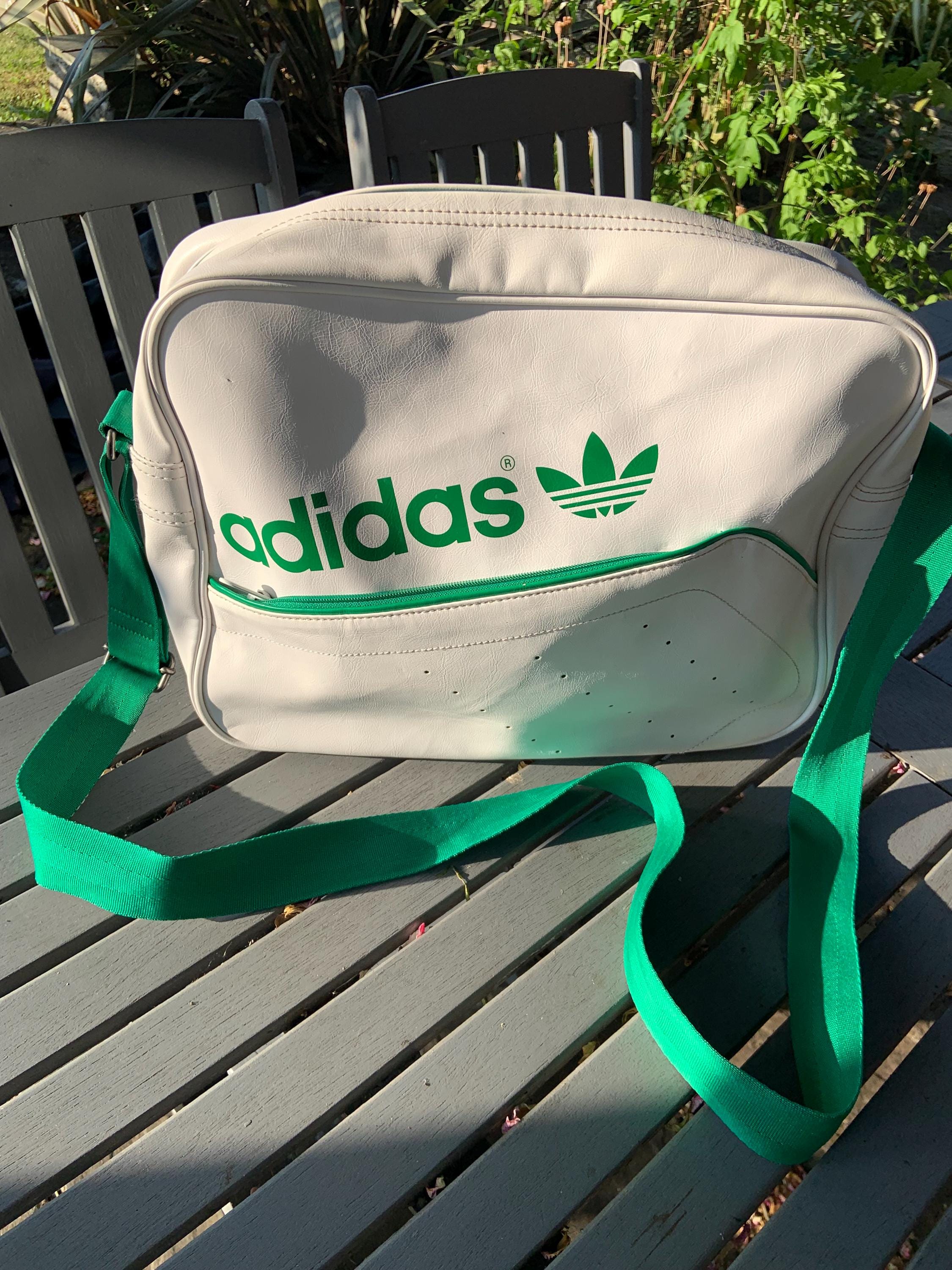 Adidas Vintage White and Green Messenger Bag - Etsy UK
