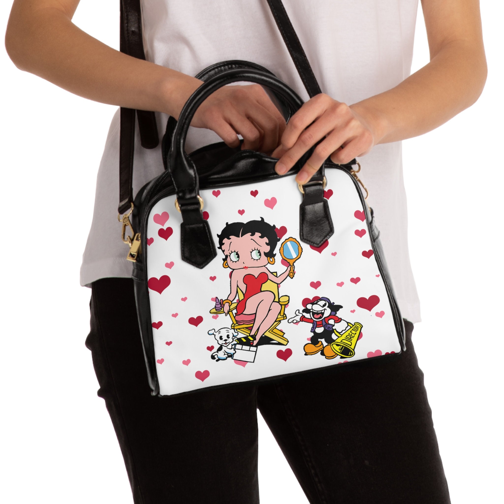 Betty Boop Shoulder Handbag Red Hearts Kiss Bag Betty Boop - Etsy