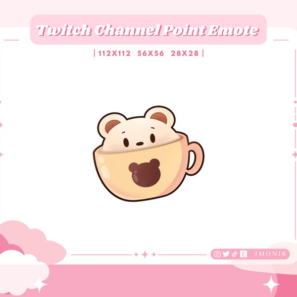 Twitch Channel Point Emote // Coffee // Bear // Coffee Bear Twitch Emote