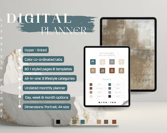 Planner digitale all-in-one per lo stile di vita, Goodnotes e modello Notability (formato verticale A4)