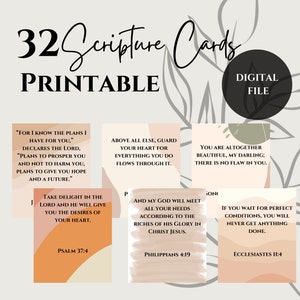Christliche Schrift Karten, Versprechen Gottes, Affirmationen, Bibelverse, BOHO, ästhetisch, Sofort Download, Printable