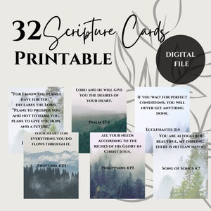 Cartes des Écritures chrétiennes, Promesses de Dieu, Affirmations, Versets bibliques, Montagne, Esthétique, Téléchargement instantané, Imprimable
