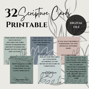 Carte delle Scritture cristiane, Promesse di Dio, Affermazioni, Versetti biblici, Neutro, Estetico, Download istantaneo, Stampabile