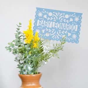 Custom Papel Picado Flags - Birthday Centerpiece Flags - Baby Shower Decor - Fiesta Flags