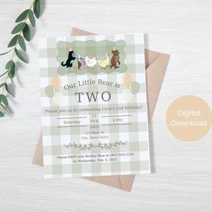Custom Little Bear Birthday Invitation, Maurice Sendak Little Bear, Kids Birthday Invitation, Toddler Birthday Decor, Little Bear E-Invite