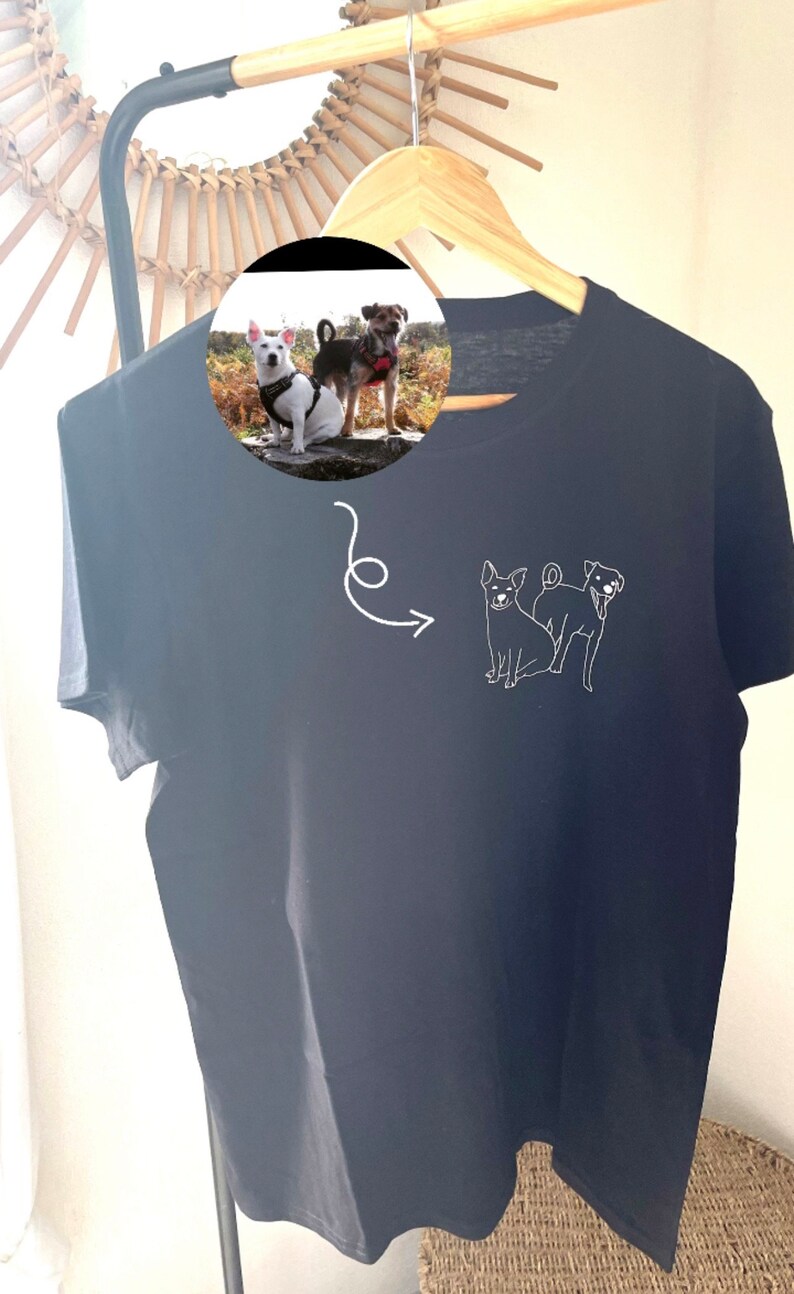 T-shirt personnalisée avec photo dessinée a la main photo a envoyer par messagerie etsy ou mail image 4