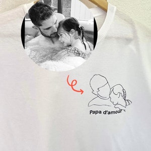 T-shirt personnalisée avec photo dessinée a la main photo a envoyer par messagerie etsy ou mail image 3