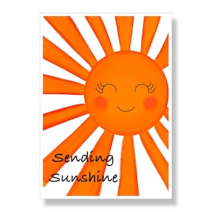 2 cartes postales « Envoi de soleil » | Illustration d'un soleil souriant | Carte d'encouragement à envoyer et à offrir | Carte de bonne humeur
