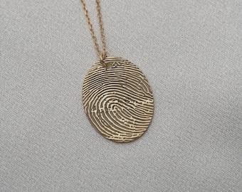 Fingerprint Necklace, Fingerprint Jewelry, Fingerprint Necklace 14K Gold, Custom Necklace, Custom Gold Necklace, Personalized Necklace