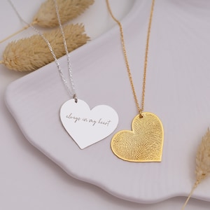 Fingerprint Handwriting Necklace with Outer Line, Fingerprint Necklace in Sterling Silver, Memorial Fingerprint Jewelry, Memorial Gift