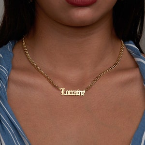 Gothic Name Necklace - Gold Name Necklace - Custom Name Necklace - Old English Name Necklace - Personalized Name Necklace - Christmas gift