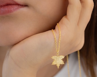 Leaf Fingerprint Necklace • Fingerprint Necklace • Actual Fingerprint Jewelry • Handwriting Jewelry • Minimalist • Mother's Gift for Her