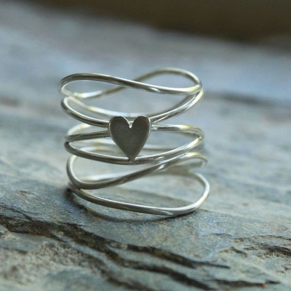 Heart Band Ring, Love Heart Band Ring, Heart Shape Band 925 Sterling Silver Jewelry, Handmade Love Gift, Best Gift For Her, Unique Band Ring