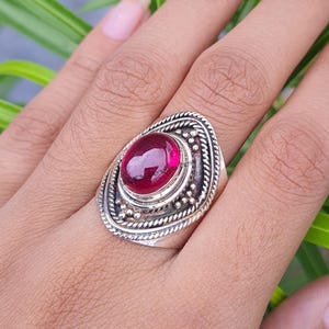 Pink Tourmaline Ring, Sterling Silver Ring, Natural Tourmaline Gemstone , Vintage Ring, 925 Stamp, Handmade Ring, Boho Ring, Gift For Her