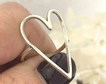 Heart Band Ring, Love Heart Band Ring, Heart Shape Band 925 Sterling Silver Jewelry, Handmade Love Gift, Unique Band Ring, Best Gift For Her