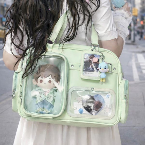 Transparent Ita Bag Backpack and Cross Body Large Capacity Shoulder Belt Bag Pin Display Ita Bags and Accessory Gifts for Girls