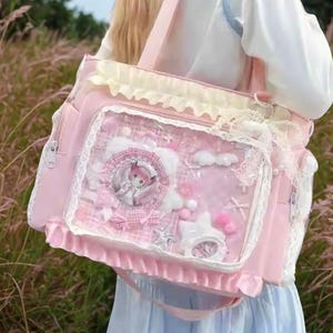 Bolso Ita de hombro rosa Bolsos Ita cruzados y accesorios Regalos para niñas Transparente Inserto de bolso Ita transparente grande