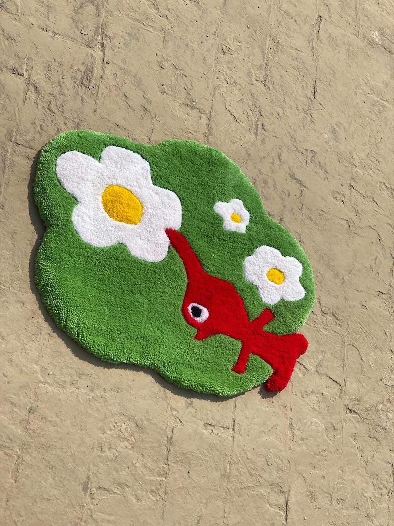 Gamecube Rug Round Pikmin Rug Tufting Gamecube Handmade Rugs Red Pikmin Rugs for ...