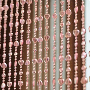 Heart Beaded Curtains Doorway Curtains Pink Room Divider Short Curtains Vintage String Beaded Door Curtains Linen Cafe Curtains Bead Curtain