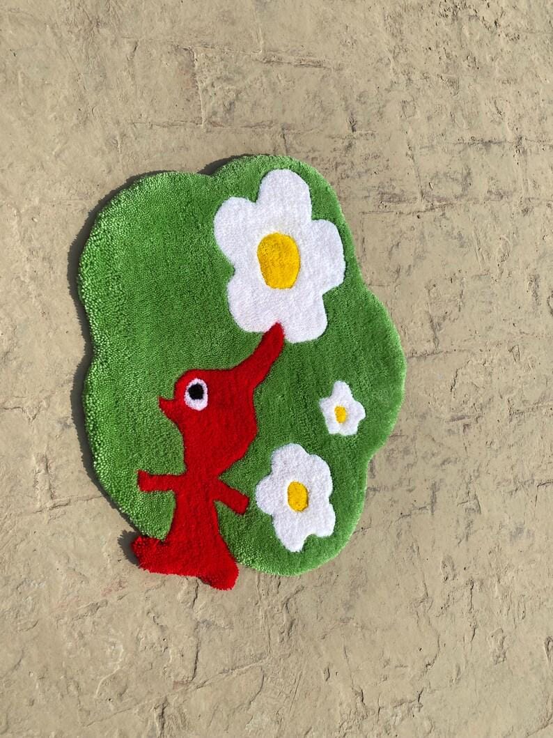 Gamecube Rug Round Pikmin Rug Tufting Gamecube Handmade Rugs Red Pikmin Rugs for ...