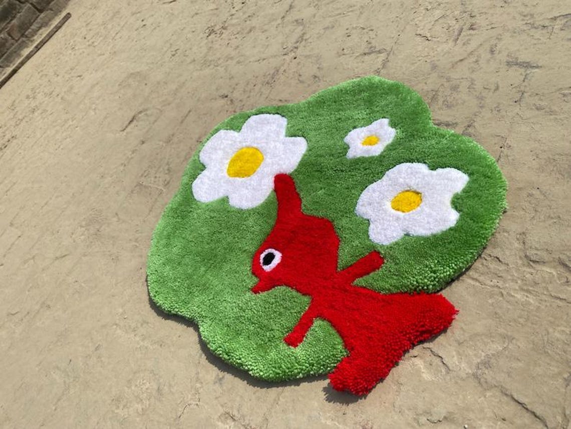 Gamecube Rug Round Pikmin Rug Tufting Gamecube Handmade Rugs Red Pikmin Rugs for ...
