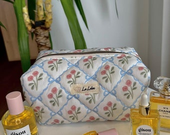 Bolsa de maquillaje estampada, pequeña bolsa de viaje, organizador de maquillaje, bolsa de cosméticos