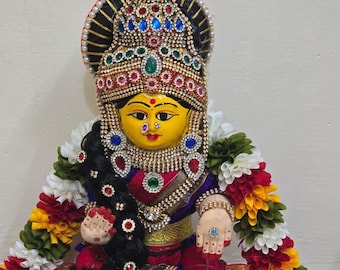Varalakshmi ammavaru pooja idol, Varah Amman, Varalakshmi Indian Fabric Gollu Dolls -14 pulgadas