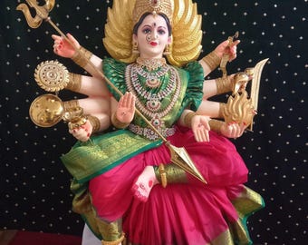 Maa Durga/ Varahlakshmi / Indian Goddess Big Indian Fabric Expressive dolls  for Pooja 2 feet to 3 feet-Navratri golu dolls