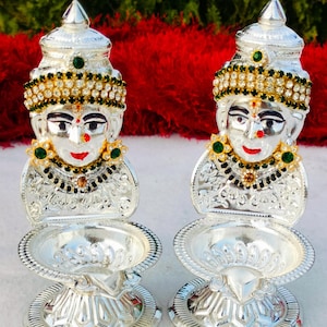 Pair of kamakshi deepam German Silver Items #germansilverarticles #germansilverpoojaitems