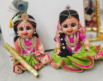 Radha Krishna Dolls -  Inch Indian Expressive Golu Dolls-Navratri golu dolls