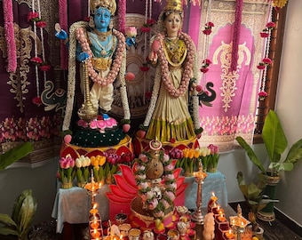 Radha Krishna Indian Fabric Expressive doll for Pooja -50 Inches Big-Navratri golu dolls