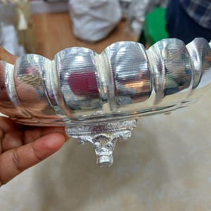 Deutsch Silber Teller mit Ständer, Prasadam Platte, Teller für Blumen und Früchte