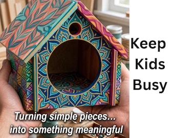 DIY Wooden Bird House Kit for Kids and Adults – MDF Eco-Friendly Nesting Box for Sparrows & Finches