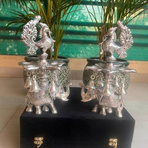 Elephant Deepam set with huge peacock and bells