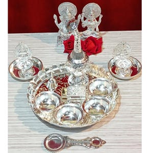 Deutsches Silber Lotus Pooja Set