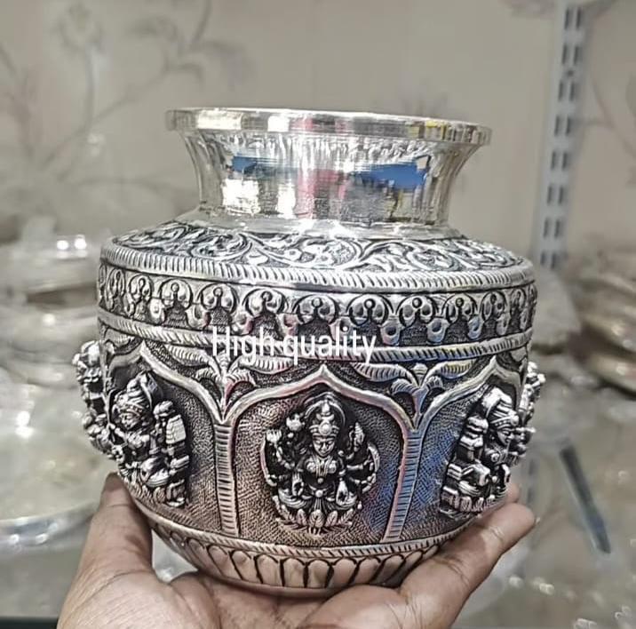 German Silver Plate With Ashtalakshmi Kalash#germansilveritems