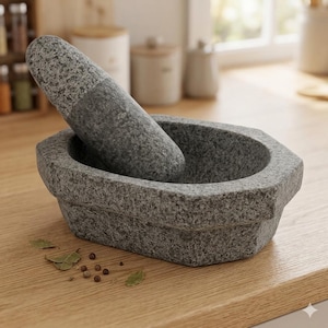 Molinillo de chutney de piedra tradicional – Mortero de alta resistencia Khalbatta