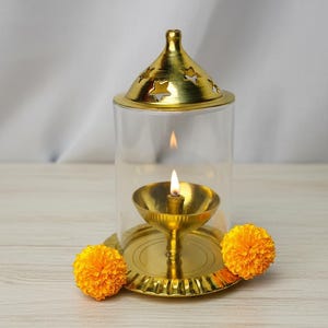 Brass Akhand Diya with Screw: Traditional Oil Lamp for Pooja